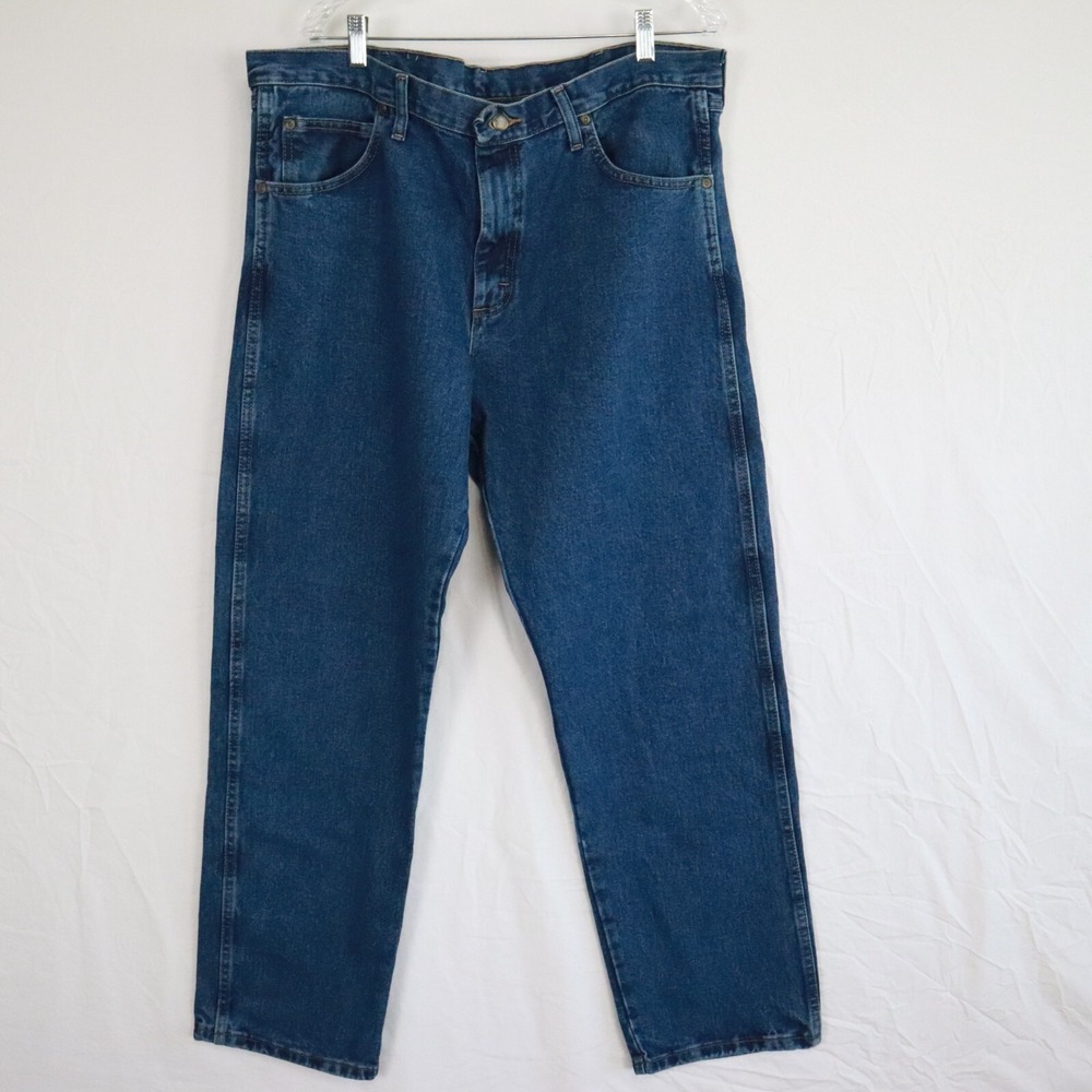 Wrangler Jeans Mens 38x32 Rugged Wear‎ Relaxed Fit 5-Pocket Cotton Denim Blue